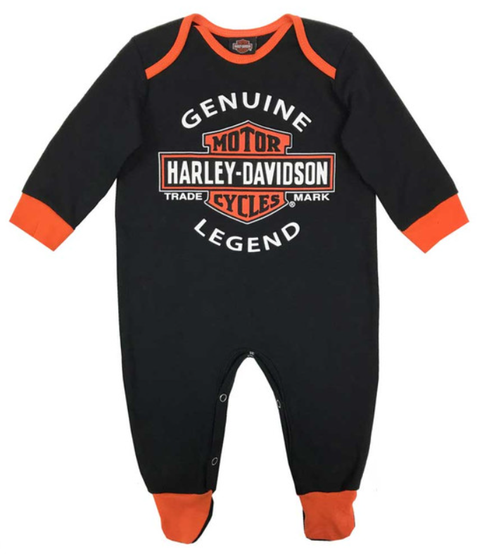Original Harley-Davidson® Interlock B&amp;S Overall mit Füßen für Baby-Jungen, Schwarz 3050911