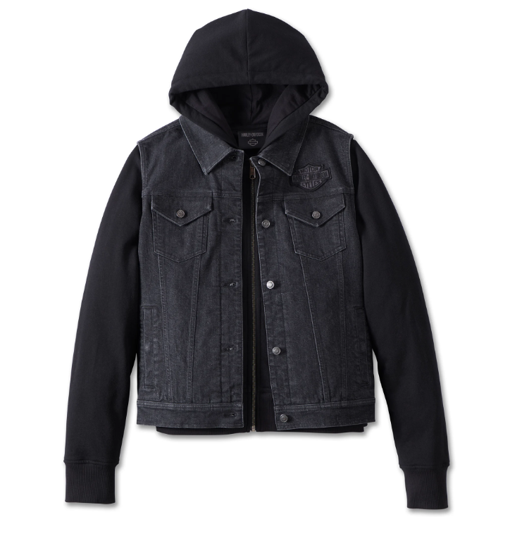 Harley Davison Kickstart 3-in-1-Jeansjacke für Damen in Schwarz - Black Beauty 97537-23VW 