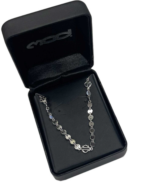 Harley-Davidson® Damen-Halskette mit kleiner Scheibe, B&amp;S-Kette, Sterling-Silber, HDN0474