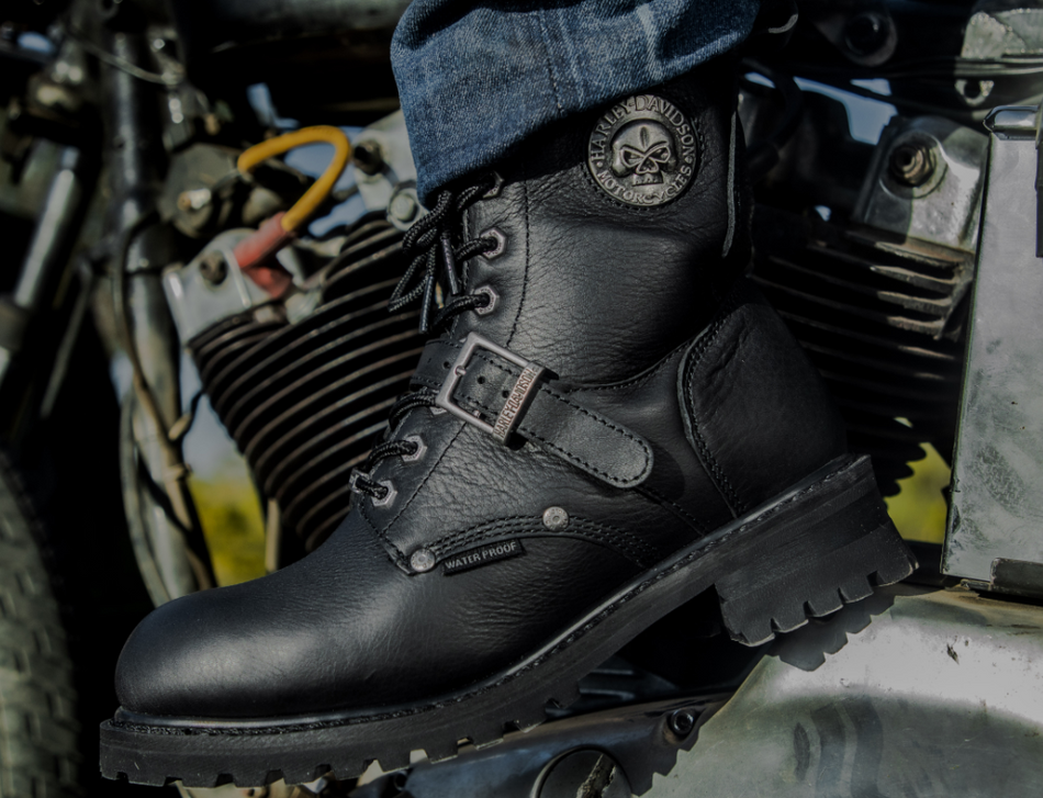Harley Davidson Faded Glory Skull - Schwarze wasserdichte Motorradstiefel D97259