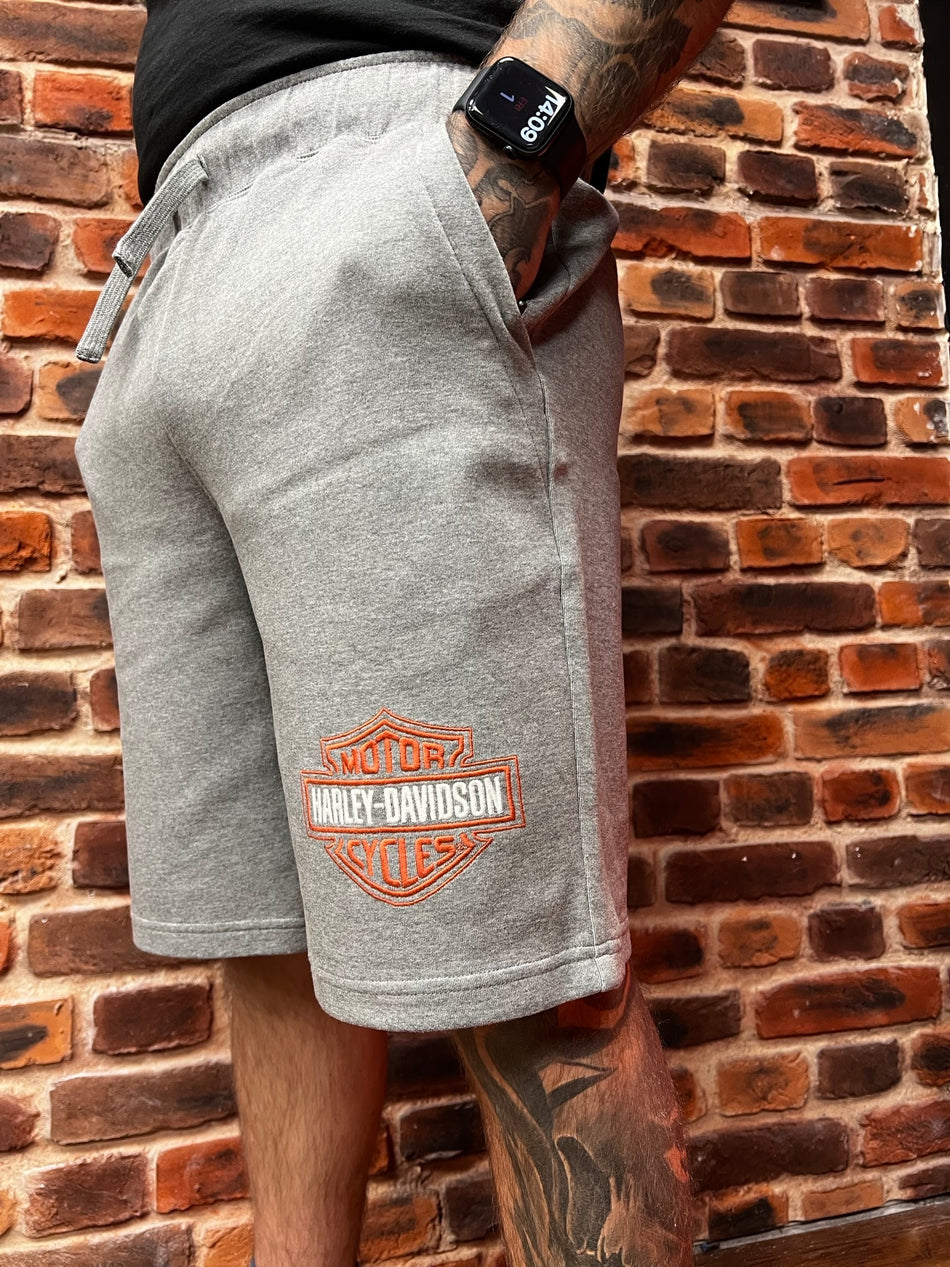 Original Harley Davidson Bar &amp; Shield Fleece-Shorts für Herren – Mittelgrau Heather 99198-24VM 