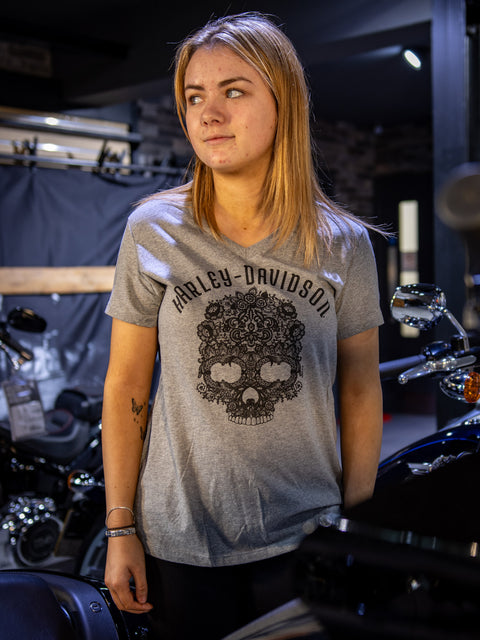 Gateshead Harley-Davidson® Händler-T-Shirt Lacey v-nck 3001739-Heather