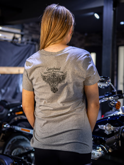 Gateshead Harley-Davidson® Händler-T-Shirt Lacey v-nck 3001739-Heather