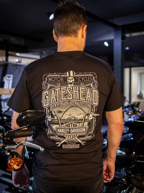 Gateshead Harley-Davidson® Händler-T-Shirt Verchromt USA3001699-BLK