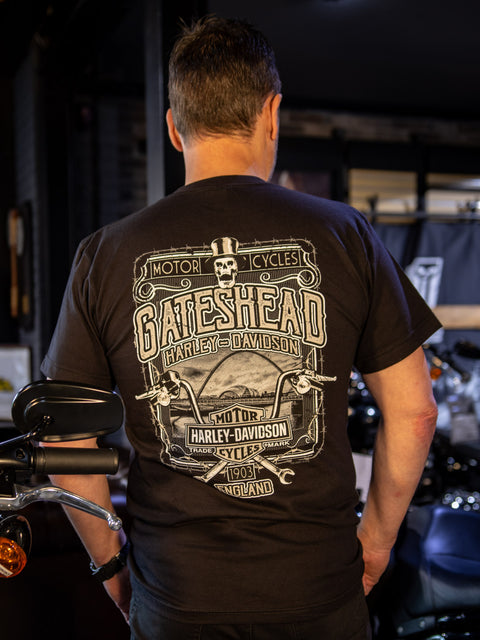 Gateshead Harley-Davidson® Händler-T-Shirt Animiert ADT 3001701-BLK