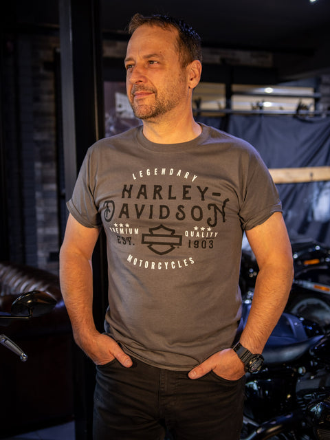 Gateshead Harley-Davidson® Händler-T-Shirt mit Flagge 3001711-Rauchgrau