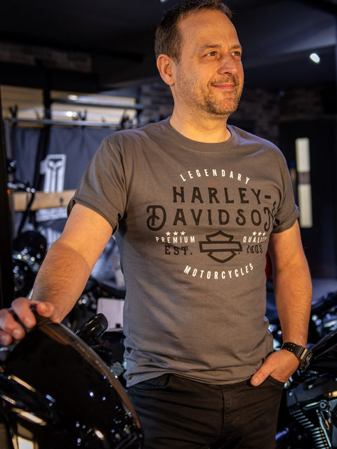 Gateshead Harley-Davidson® Händler-T-Shirt mit Flagge 3001711-Rauchgrau