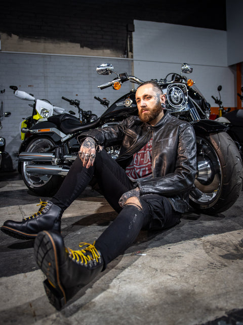 Harley-Davidson® Reflektierende Totenkopf-Lederjacke 98122-17EM
