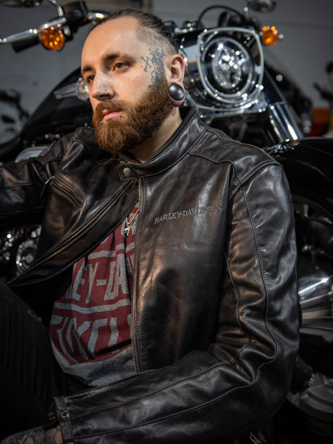 Harley-Davidson® Reflektierende Totenkopf-Lederjacke 98122-17EM