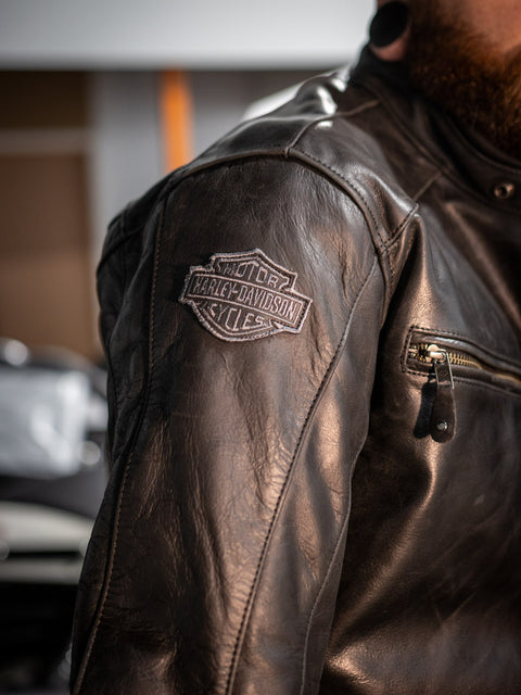 Harley-Davidson® Reflektierende Totenkopf-Lederjacke 98122-17EM