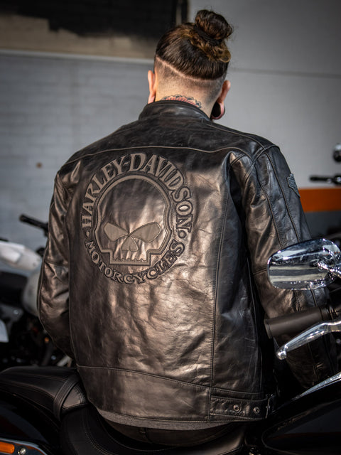 Harley-Davidson® Reflektierende Totenkopf-Lederjacke 98122-17EM