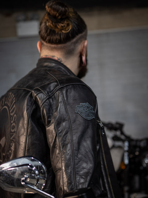 Harley-Davidson® Reflektierende Totenkopf-Lederjacke 98122-17EM