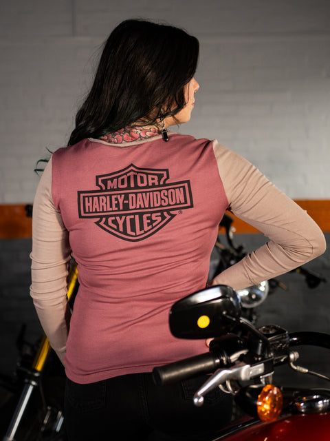 Original Harley-Davidson® Henley Damen-Top mit Knöpfen, Rosa, 96142-24VW