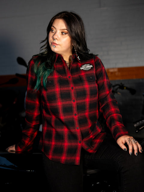 Original Harley-Davidson® Damen-Flanellhemd im Old American Retro-Stil mit langen Ärmeln 96280-24VW