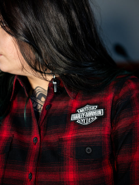 Original Harley-Davidson® Damen-Flanellhemd im Old American Retro-Stil mit langen Ärmeln 96280-24VW