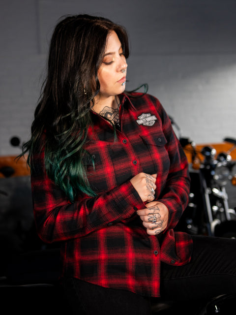Original Harley-Davidson® Damen-Flanellhemd im Old American Retro-Stil mit langen Ärmeln 96280-24VW