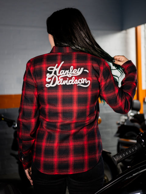 Original Harley-Davidson® Damen-Flanellhemd im Old American Retro-Stil mit langen Ärmeln 96280-24VW