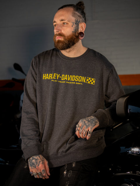 Original Harley-Davidson® Trophy Bar &amp; Shield Sweatshirt mit Rundhalsausschnitt für Herren – Harley Black 96404-24VM