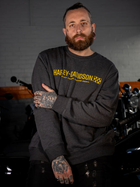 Original Harley-Davidson® Trophy Bar &amp; Shield Sweatshirt mit Rundhalsausschnitt für Herren – Harley Black 96404-24VM