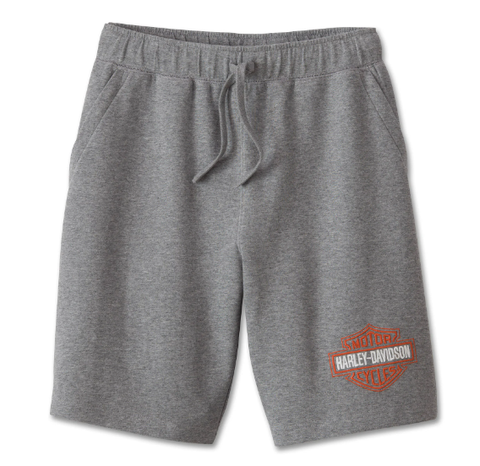 Original Harley Davidson Bar &amp; Shield Fleece-Shorts für Herren – Mittelgrau Heather 99198-24VM 