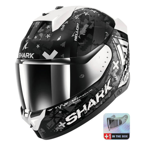 SHARK SKWAL I3 HELM HELLCAT SCHWARZ / WEISS / ANTHRAZIT HE0828E-KUS