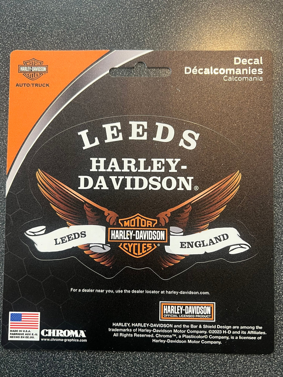 Harley Davidson Leeds Custom Bar &amp; Shield Aufkleber-Aufkleber Wing