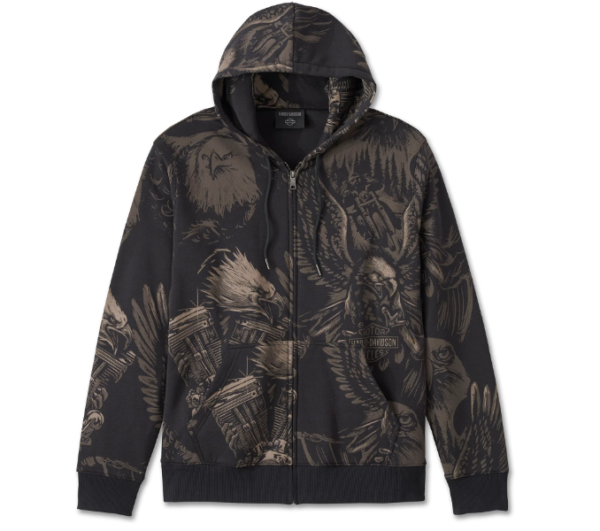 Harley-Davidson Herren-Kapuzenpullover „Shadow Bird“ mit Reißverschluss, 96522-24VM