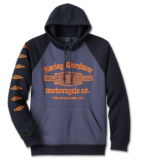 Old English Stacked Bar &amp; Shield Raglan-Kapuzenpullover für Herren - Farbblock 96005-25VM 