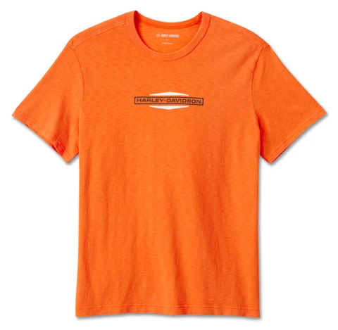 Harley-Davidson Herren Stacked Bar &amp; Shield Slub T-Shirt - Harley Orange 96013-25VM 