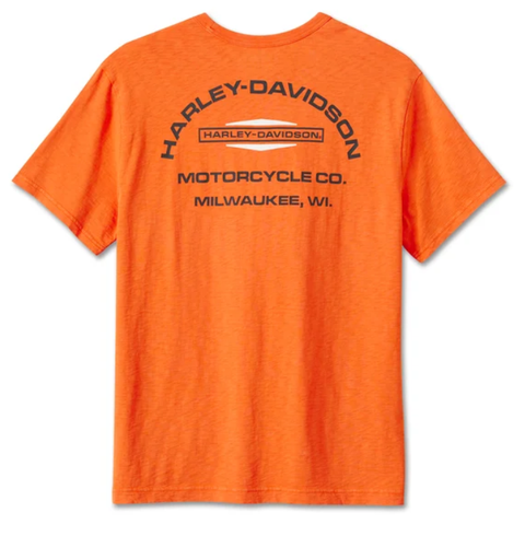 Harley-Davidson Herren Stacked Bar &amp; Shield Slub T-Shirt - Harley Orange 96013-25VM 