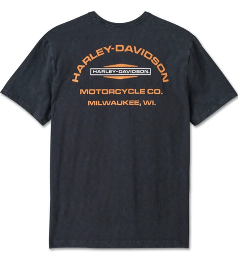 Original Harley-Davidson Herren Stacked Bar &amp; Shield Slub T-Shirt - Harley Black 96012-25VM 