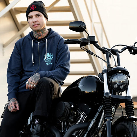 Biltwell Anvil Zip Hoodie Blue