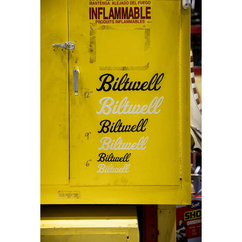 Biltwell Script Sticker White 6"