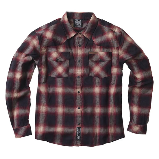West Coast Choppers Outlaw Flannel Shirt Red/Grey
