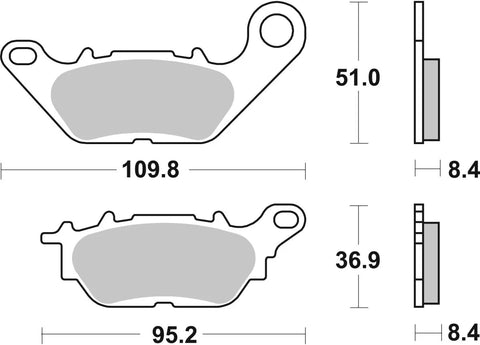 SBS Organic Rear Brake Pads Yamaha GPD 125 ABS / GPD 155 ABS / MW 300 ABS 227HF