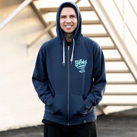 Biltwell Anvil Zip Hoodie Blue