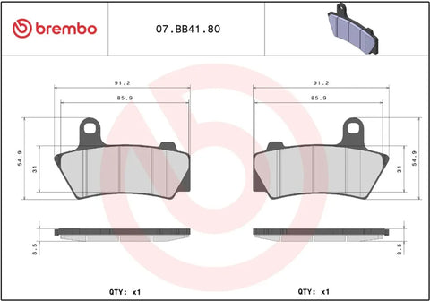 Brembo Sintered Metal Rear Brake Pads BMW R 18 ABS / R 18 B ABS / R 18 TC ABS 07BB4180