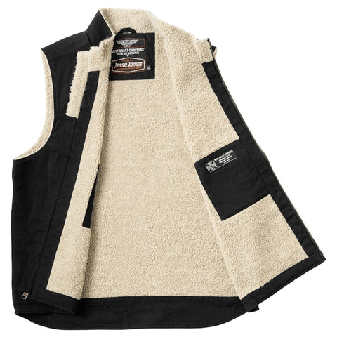 West Coast Choppers Sherpa Lined Canvas Work Vest Black