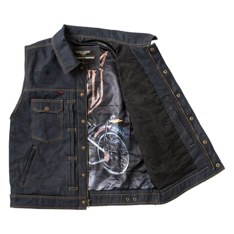 West Coast Choppers x 13 1/2 Dominator Raw Denim Riding Vest