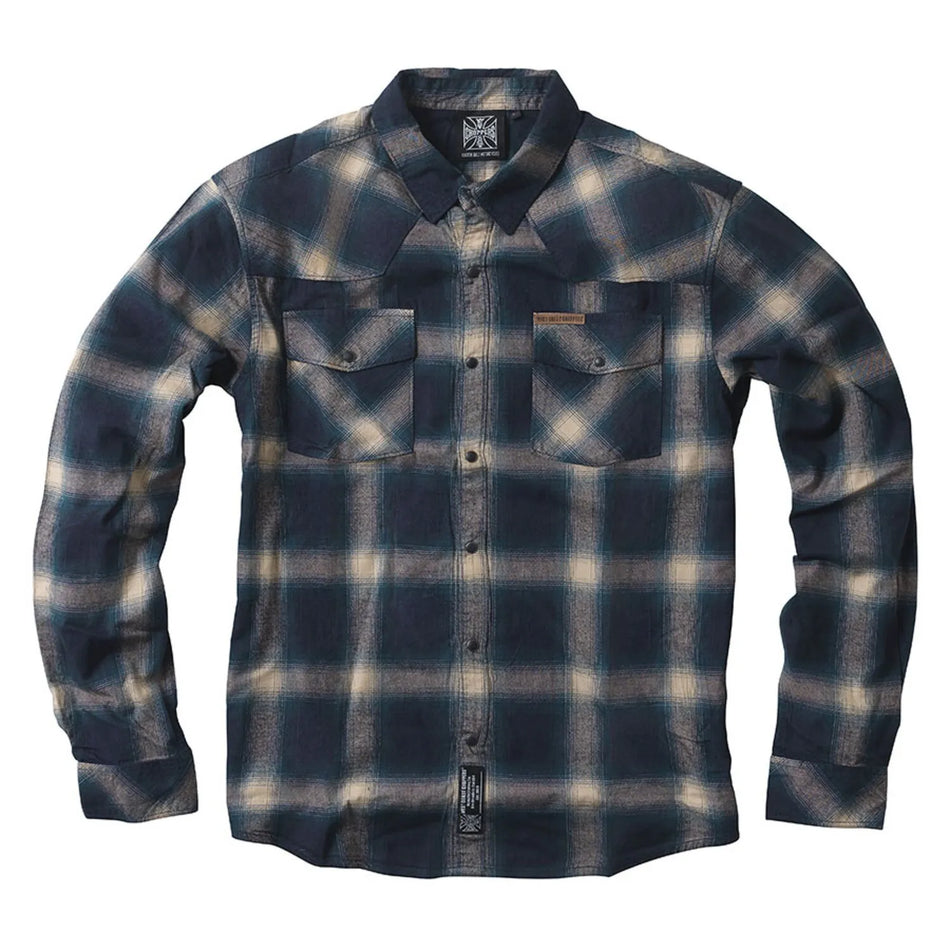 West Coast Choppers Outlaw Flannel Shirt Blue/Beige