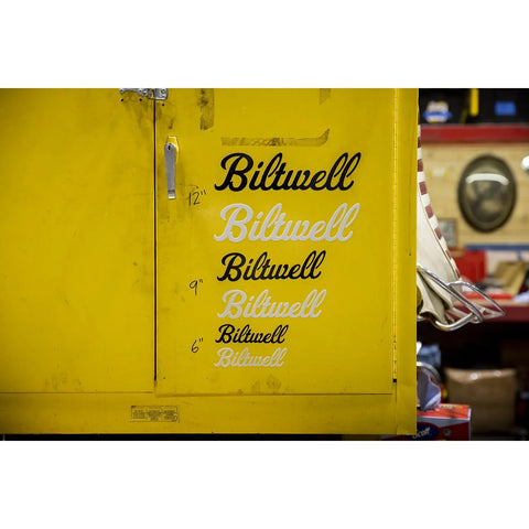 Biltwell Script Sticker White 6"