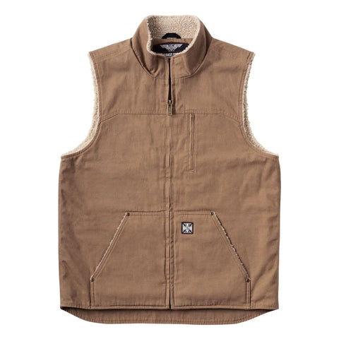 West Coast Choppers Sherpa Lined Canvas Work Vest Brown