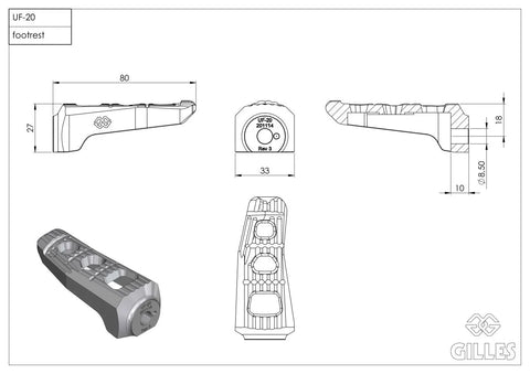 Gilles Tooling Touring Motorcycle Pillion Footpegs Black