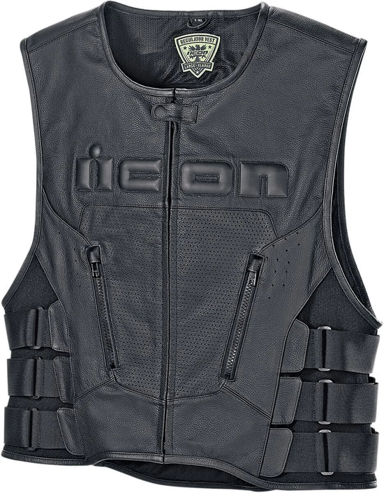 ICON Regulator D3O Leather Vest Black