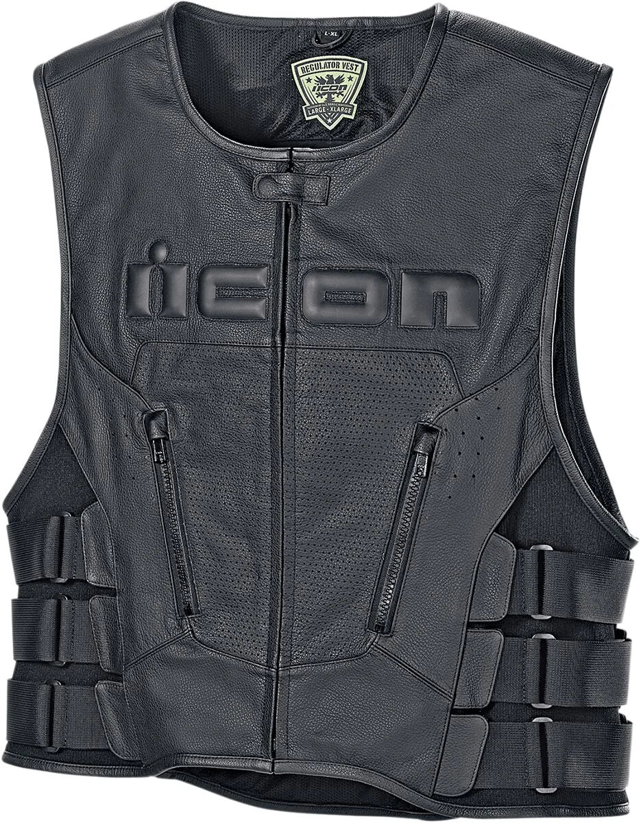 ICON Regulator D3O Leather Vest Black