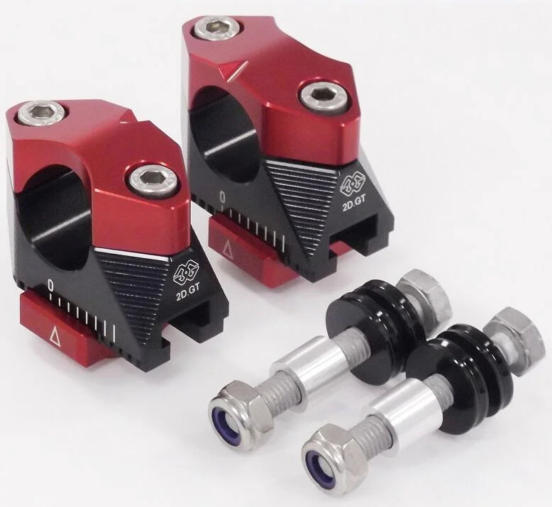Gilles Tooling 2DGT Adjustable Handlebar Risers Black/Red (2DGT-02-10-BR)