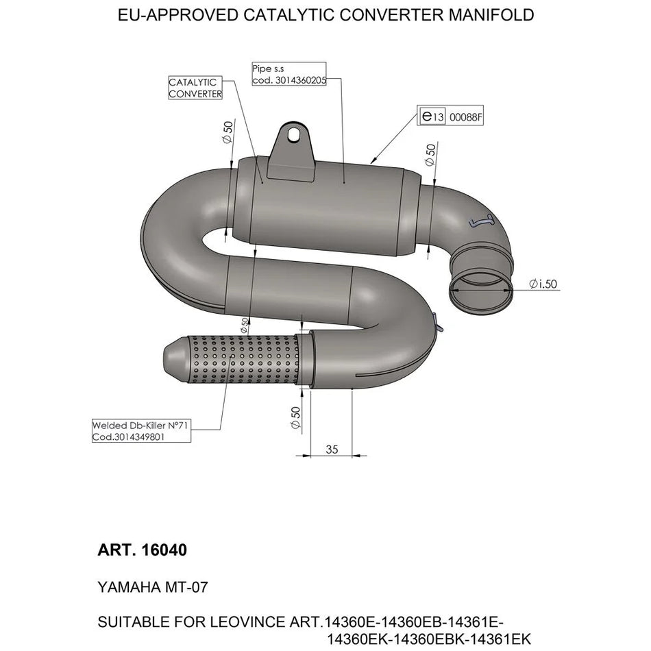 LeoVince Catalytic Converter Manifold Yamaha (16040)