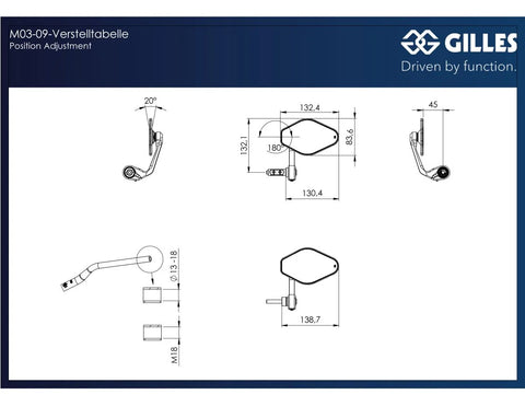 Gilles Tooling STRATOS Bar End Mirror Matt Black