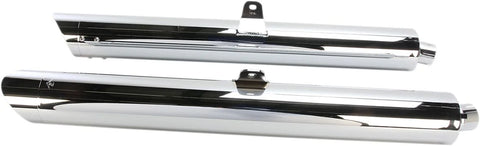 Cobra Long Slip-on Mufflers Chrome with Scalloped Tips