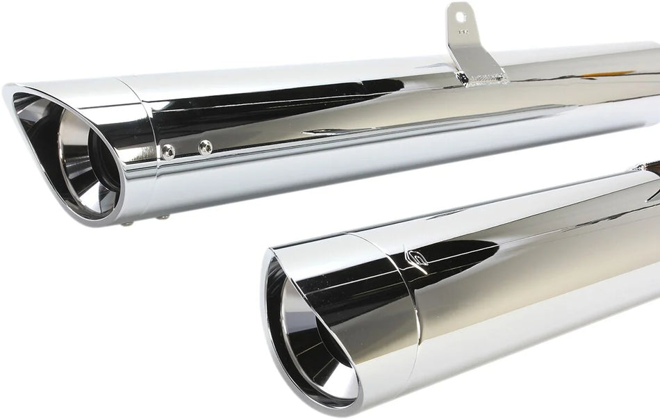 Cobra Long Slip-on Mufflers Chrome with Scalloped Tips